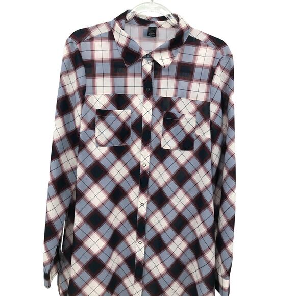 Prana Nautical Plaid Snap Front Flit Maxi Shirt Womens L - Picture 4 of 11